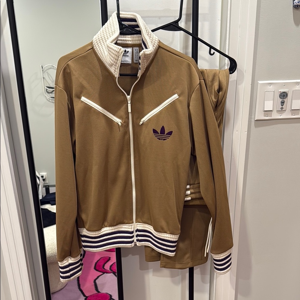 Adidas Originals Tan and White Bomber Jacket with Retro Style